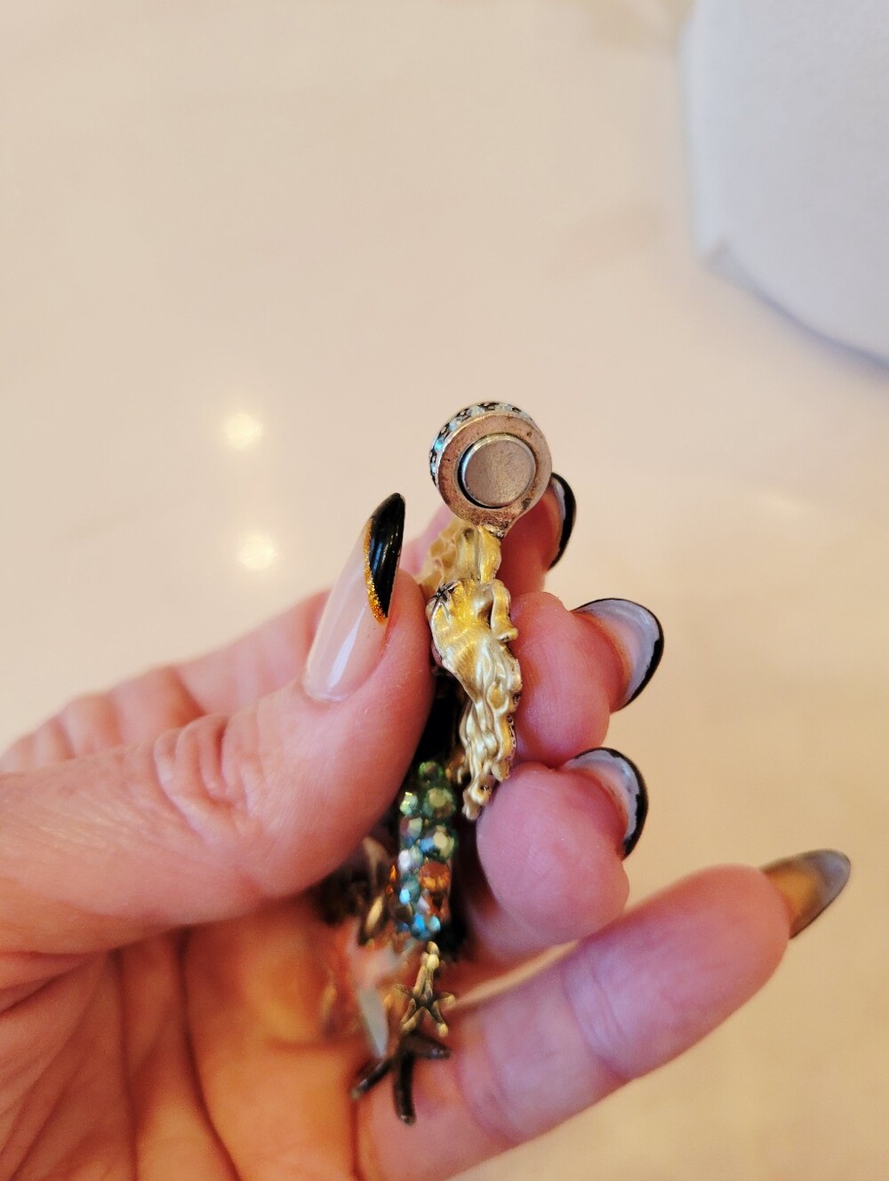 Kirks Folly Mermaid Pendant Necklace w Aqua and Green Accents & Gold-Tone Chain - Picture 11 of 12